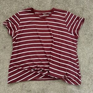 Women's Maroon and White Striped Top
